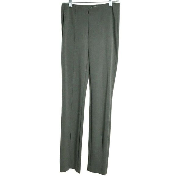 Cache Sz 0 Tall Gray Flat Front Straight Leg Dress Pants 9″ Front Slit - Picture 1 of 5